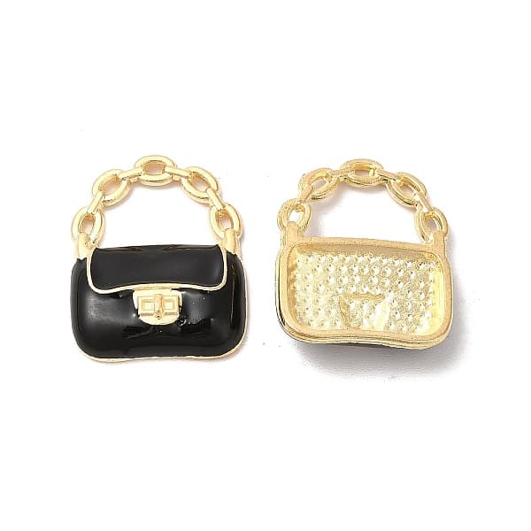 Pandahall Alloy Enamel Pendants, Cadmium Free &amp; Nickel Free &amp; Lead Free, Golden, Handbag Charm, Black, 19.5x16x4mm, Hole: 6x9mm Alloy+enamel...