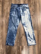 Calvin Klein Jeans Denim Bleached White Blue Acid Washed 34X31 Relaxed Straight
