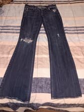 American Eagle Artist Stretch Bootcut Jeans Blue Low Rise Distressed