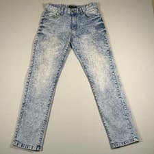 WT02 Men’s Slim Fit Jeans 34x32 Light Wash Acid Wash Stretch Denim