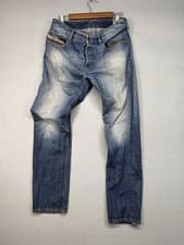 Diesel Waykee Jeans Mens 32x32 Light Wash Distressed Straight Denim