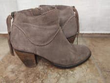 Steve Madden Milaan Brown Suede Block Heel Boot W/ Side Zip Tassel Pull -Size: 6
