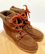 TOMMY HILFIGER Womens Serafin Brown Suede Leather Lace Up Ankle Boots SZ 8 MED
