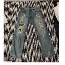 Polo Ralph Lauren Distressed Light Wash Straight Denim Men's Jeans Blue