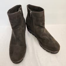 Nautica Ankle Boots Womens Size 10 Wedge Side Zip Gray Faux Leather Boot