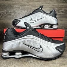 Nike Men's Shox R4 Metallic Silver Black Athletic Casual Shoes Sneakers Trainers