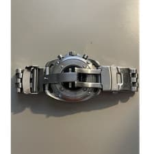 Shinola Argonite-5021 Chronograph Watch Black Dial SS Bracelet Box Papers