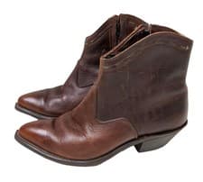 Laredo Ankle Boot Womens 6 Brown Western Cowgirl Country Leather Side Zip