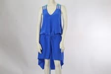 Mason Dress Cobalt Blue Silk Sleeveless V Neck High Low Drawstring Waist Size 2