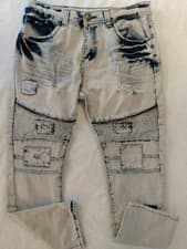 BLUE CULT Jeans Men's Rocker Biker Moto Distressed Light Wash Blue Size 34