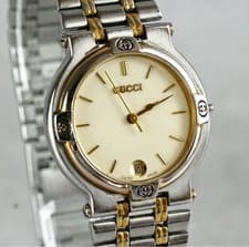 Gucci 9000M Men's Quartz Watch 32mm Stainless Steel Date Dial Working Very Good