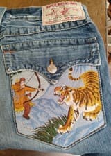 Vintage True Religion Men’s Jeans Billy 36x33 Tiger Warrior Embroidery USA