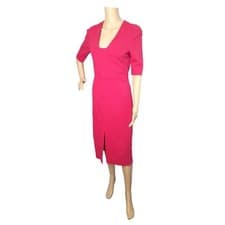 Diane Von Furstenberg Midi Dress Size 6 DVF Flattering Stretch Sheath Pink