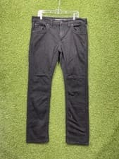 Affliction Jeans Mens 34 Gage Straight Leg Embroidered Black Denim Grunge 34x32