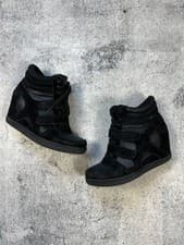 Isabel Marant Style Bekett Black Hi-Top Wedge Sneakers Size 39 Y2K Aesthetic