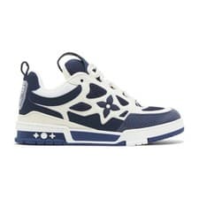Louis Vuitton LV Trainer Navy White Low Top Lace Up Men's Athletic Sneakers
