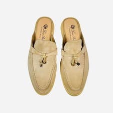 Loro Piana Summer Walk Mules Suede Beige UK 7 US 8 EU 41 Men Italy Authentic